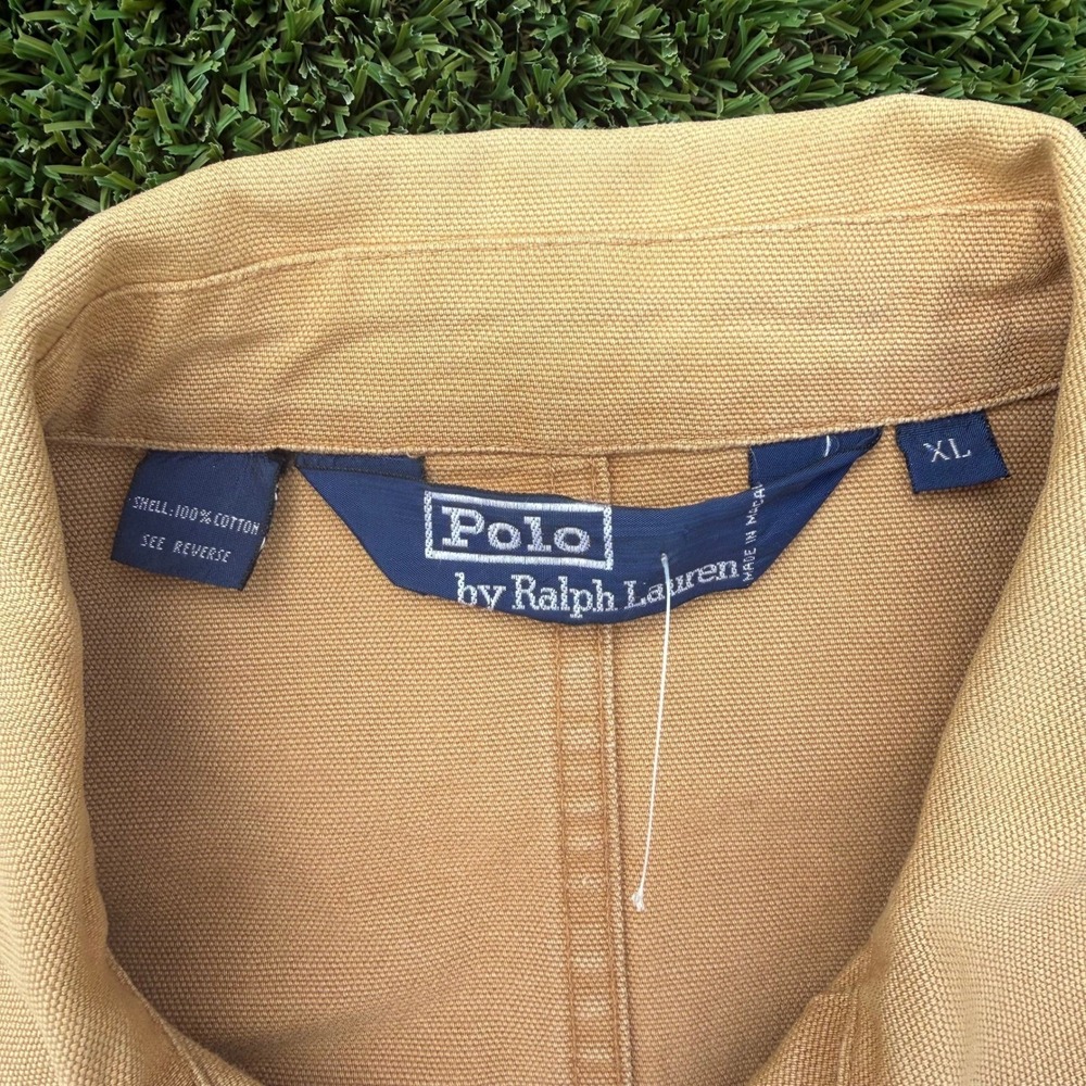 VTG Polo Ralph Lauren Mens Tan Cotton Work Chore Hunting Field Jacket Size XL - Picture 2 of 6